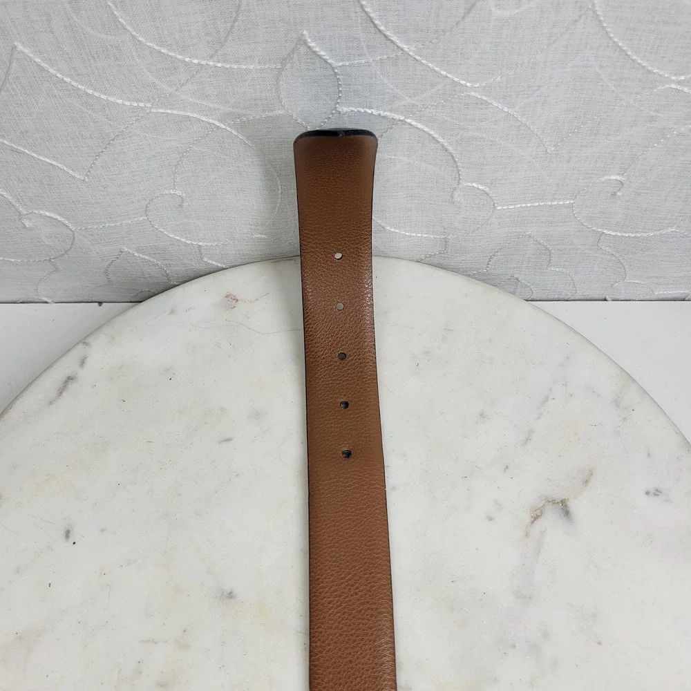 Johnston & Murphy Scored Leather Belt 44 Mens Black Ribbed Italy Dressy Preppy